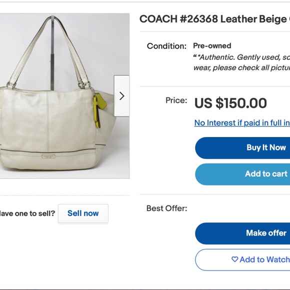😍🌻. COACH #26368 Leather Beige Off-White Tote - Picture 14 of 16